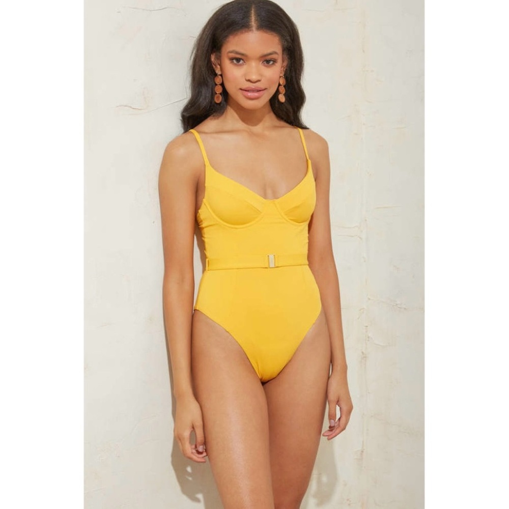 NEW Onia x WeWoreWhat Danielle One Piece Swimsuit Solid Citrus